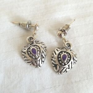Silver Heart Earrings Enamel